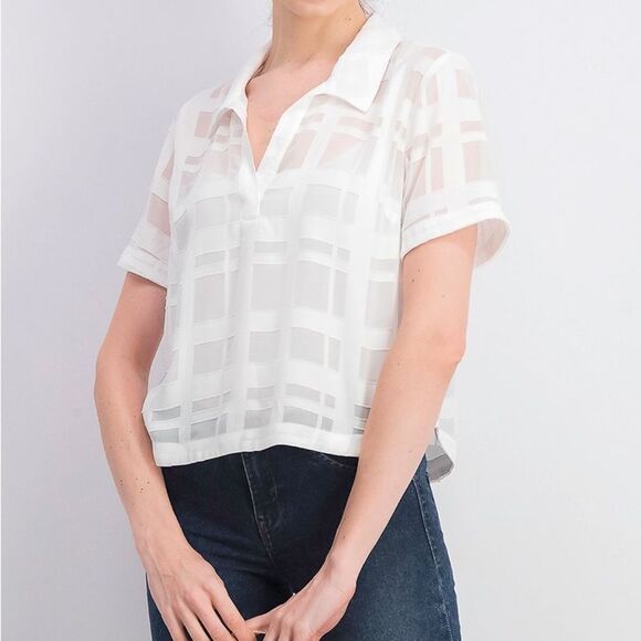 NWT ALFANI Grid Print Semi-Sheer Blouse XL - Picture 1 of 8